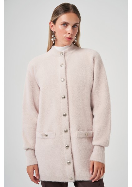 Cep Detay Angora Hırka 7008 Taş