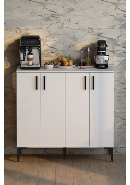 Valencia 4 Kapaklı Mutfak,kiler Dolabı,kahve Köşesi Çok Amaçlı Dolap Beyaz fiyatları