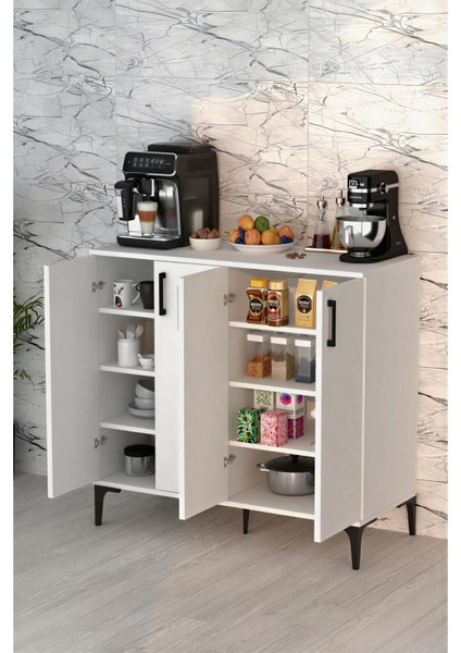 Valencia 4 Kapaklı Mutfak,kiler Dolabı,kahve Köşesi Çok Amaçlı Dolap Beyaz modelleri