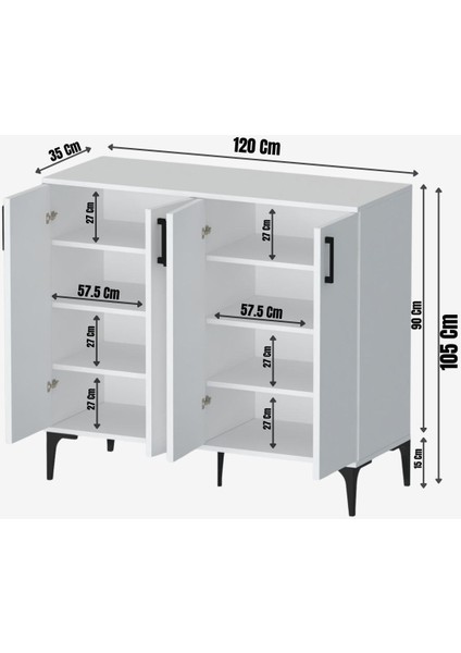 Valencia 4 Kapaklı Mutfak,kiler Dolabı,kahve Köşesi Çok Amaçlı Dolap Beyaz indirimleri