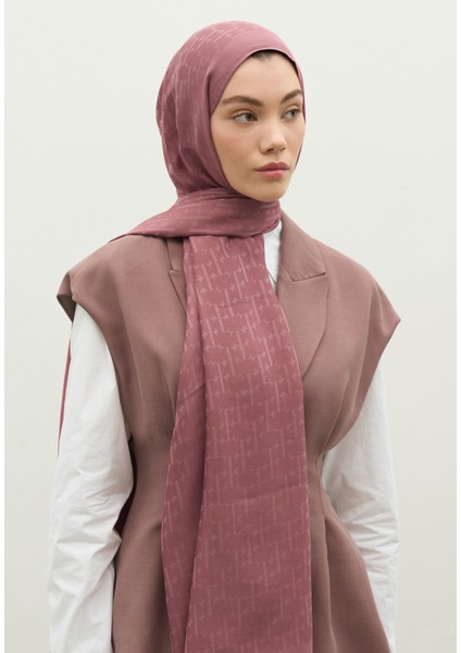 Monogram Pamuk Floş Jakarlı Şal Gül Kurusu