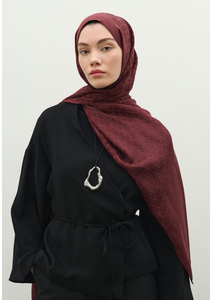 Monogram Pamuk Floş Jakarlı Şal Erik Çürüğü