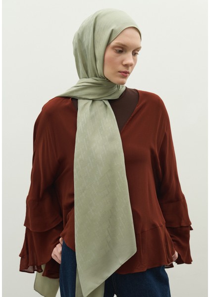 Monogram Pamuk Floş Jakarlı Şal Mint Yeşili fiyatları