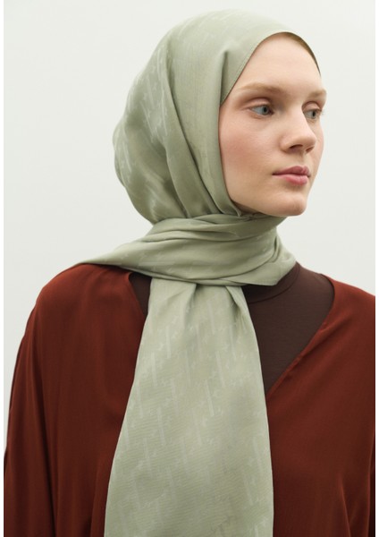 Monogram Pamuk Floş Jakarlı Şal Mint Yeşili fırsatları