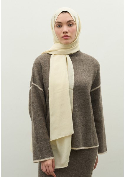 Monogram Pamuk Floş Jakarlı Şal Tereyağı