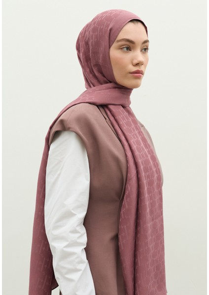 Monogram Pamuk Floş Jakarlı Şal Gül Kurusu modelleri