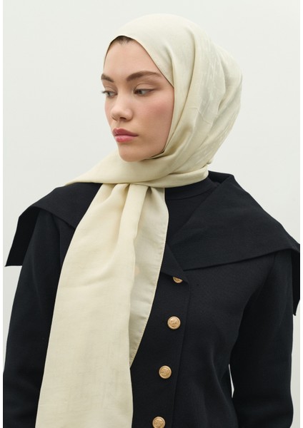 Monogram Pamuk Floş Jakarlı Şal Bej fiyatları