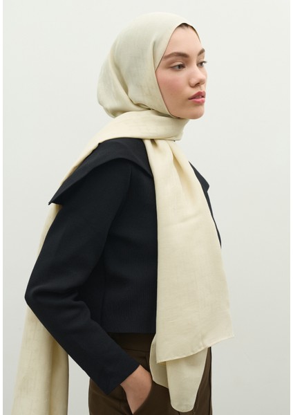 Monogram Pamuk Floş Jakarlı Şal Bej modelleri