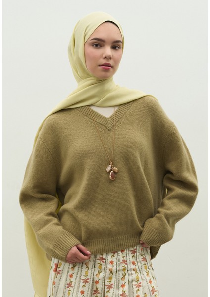 Monogram Pamuk Floş Jakarlı Şal Soft Sarı