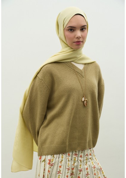 Monogram Pamuk Floş Jakarlı Şal Soft Sarı fiyatları