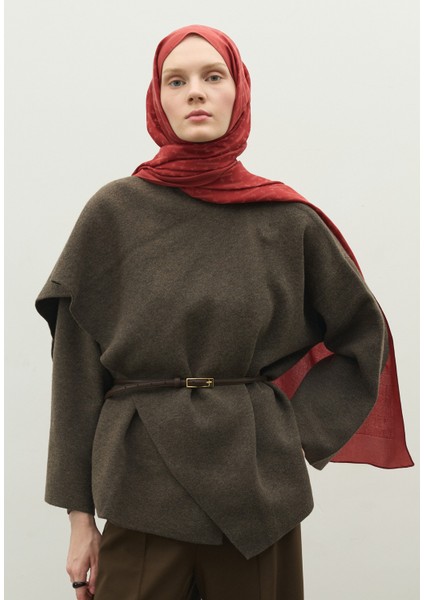 Monogram Pamuk Floş Jakarlı Şal Soft Kırmızı