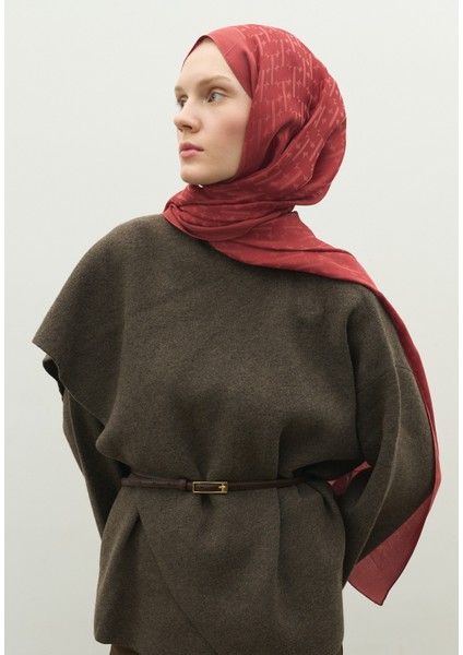 Monogram Pamuk Floş Jakarlı Şal Soft Kırmızı fiyatları