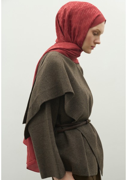 Monogram Pamuk Floş Jakarlı Şal Soft Kırmızı fırsatları