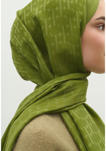 Monogram Pamuk Floş Jakarlı Şal Orman fırsatları