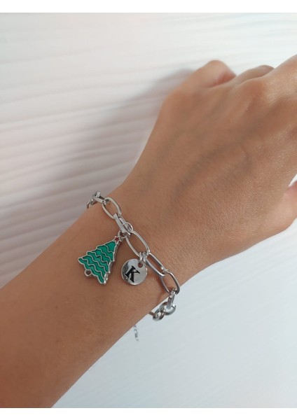 Kadın Yılbaşı Christmas Temalı Harfli Bileklik