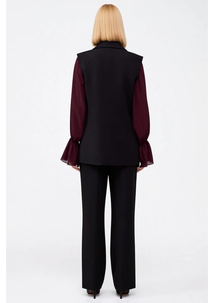 Kadın Alt Üst Uzun Kesim Piliseli Detaylı Dokuma Yelek Profesyonel Görünüm ve Konforlu Kullanım indirimleri