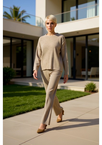 Kadın Alt Üst Fitilli Triko Takım Bisiklet Yaka Düşük Kol Fonksiyonel Dayanıklı Kaliteli Konforlu fiyatları