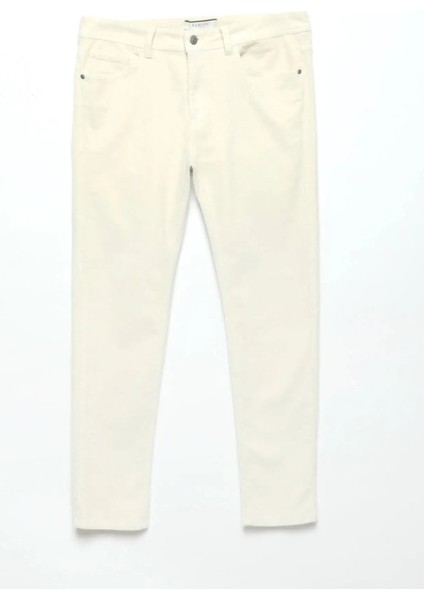 Bej Fitilli Dokuma Slim Fit Kadife Casual Pamuk Karışımlı Pantolon