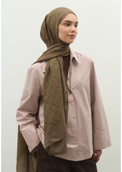 Monogram Pamuk Floş Jakarlı Şal Toprak fiyatları