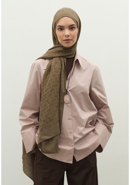 Monogram Pamuk Floş Jakarlı Şal Toprak modelleri