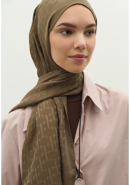 Monogram Pamuk Floş Jakarlı Şal Toprak fırsatları