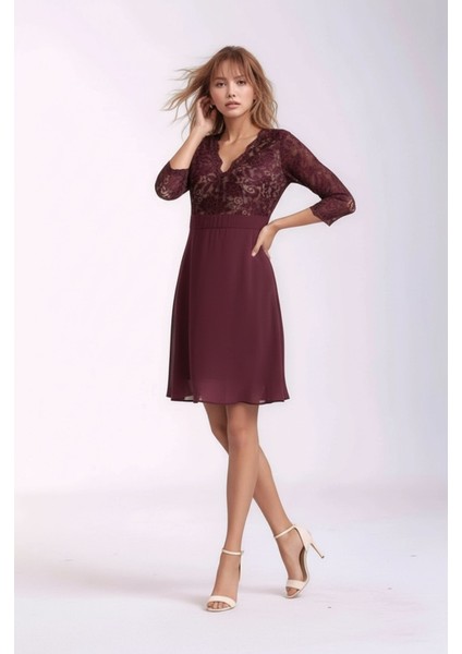 Kadın Tül Yaka Detaylı Truvakor Kol Şık Rahat Kalıp Büyük Beden Curve Abiye Gece Elbisesi fiyatları