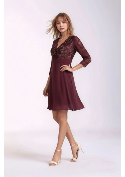 Kadın Tül Yaka Detaylı Truvakor Kol Şık Rahat Kalıp Büyük Beden Curve Abiye Gece Elbisesi indirimleri