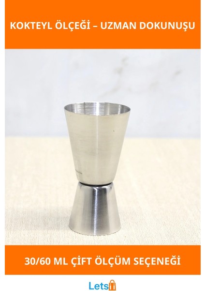 Paslanmaz Çelik 30/60 ml Kokteyl Bar Ölçeği Dayanıklı ve Şık