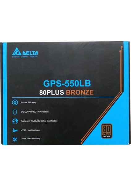 Delta GPS-550LB 550W Gerçek Güç 80+ Bronz Sertifikalı Güvenilir PSU