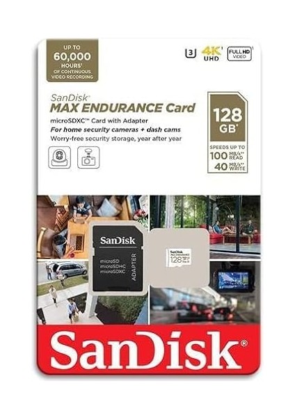 Ev Güvenlik Kameraları ve Araç Kameraları Için Maksimum Dayanıklılık Microsdhc 128GB Sd Adap indirimleri
