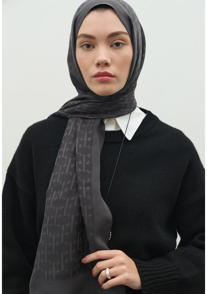 Monogram Pamuk Floş Jakarlı Şal Füme fiyatları