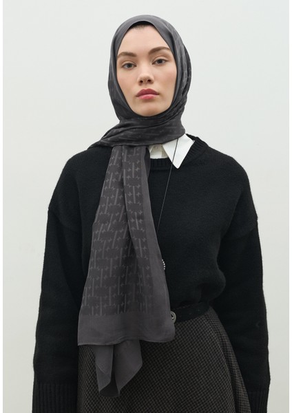 Monogram Pamuk Floş Jakarlı Şal Füme fırsatları