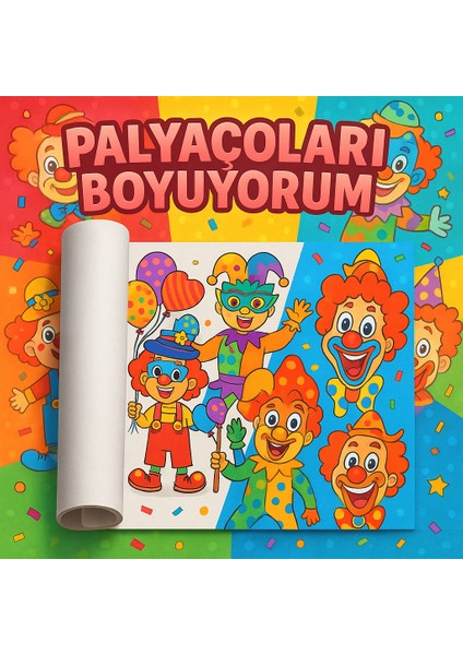 🎪✨ Palyaçoları Boyuyorum – Çocuklar İçin 5 Metrelik Renkli Boyama Rulosu | Eğlenceli Palyaço Teması, İnce Detaylı Karakterler, Keçeli ve Pastel Boyaya Uygun
