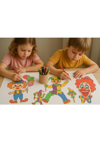 🎪✨ Palyaçoları Boyuyorum – Çocuklar İçin 5 Metrelik Renkli Boyama Rulosu | Eğlenceli Palyaço Teması, İnce Detaylı Karakterler, Keçeli ve Pastel Boyaya Uygun fiyatları