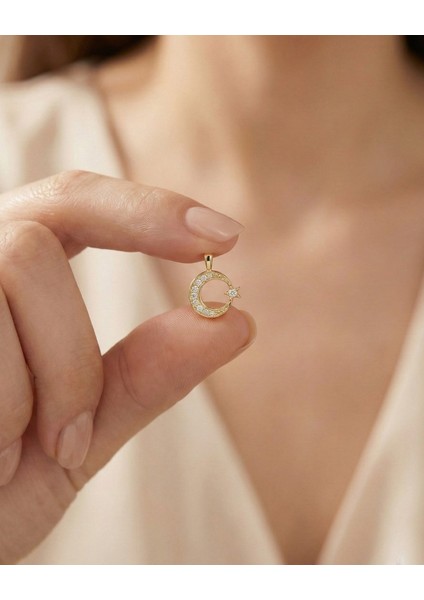 Küçük Ay Yıldız 14 Ayar Altın Kolye Ucu