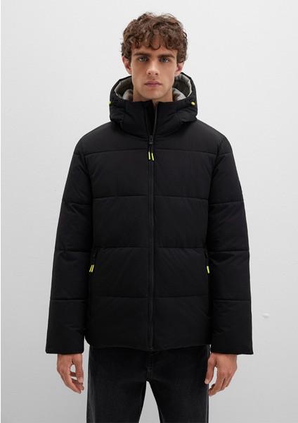 Kapüşonlu Siyah Şişme Mont 0110211-900