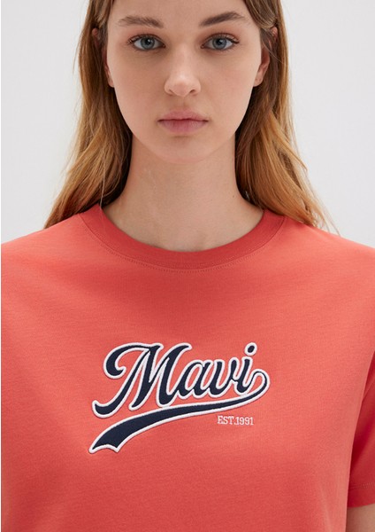 Mavi Logo Baskılı Turuncu Tişört 1613565-71076