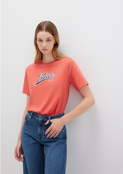 Mavi Logo Baskılı Turuncu Tişört 1613565-71076