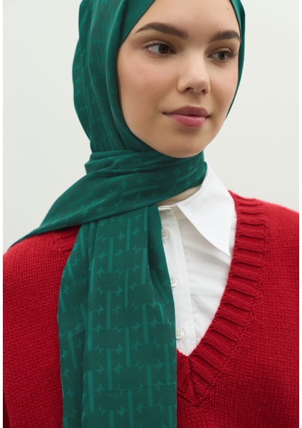 Monogram Pamuk Floş Jakarlı Şal Petrol fırsatları