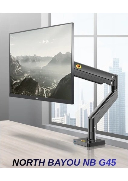 North Bayou Nb G45 Gaz Yay Kolu 27-40 Inç Ekran Masaüstü Monitör Tutucu 360 Döndürmek 3-12KG Düz Ekran Oval Ekran USB modelleri