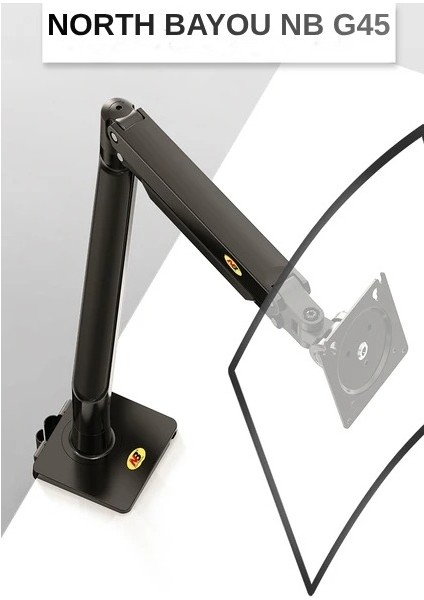 North Bayou Nb G45 Gaz Yay Kolu 27-40 Inç Ekran Masaüstü Monitör Tutucu 360 Döndürmek 3-12KG Düz Ekran Oval Ekran USB indirimleri