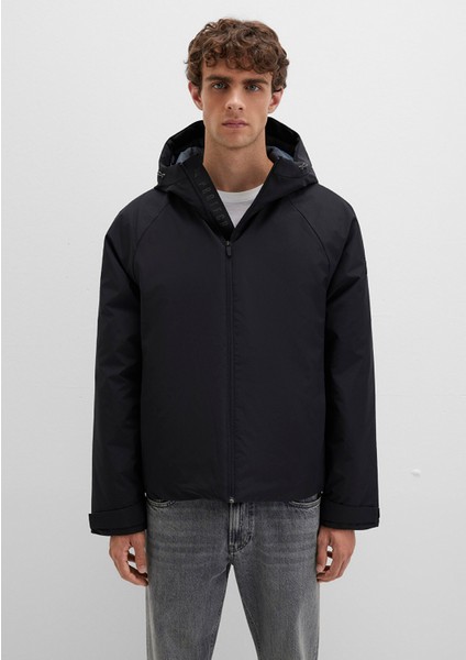 Su İtici Kapüşonlu Siyah Mont 0110615-71379