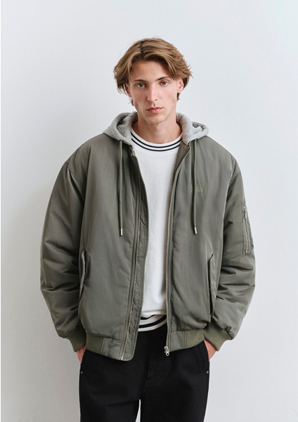 Kapüşonlu Yeşil Mont 0110563-86961