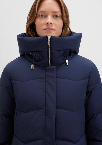 Su İtici Kapüşonlu Lacivert Şişme Mont 1110439-83699