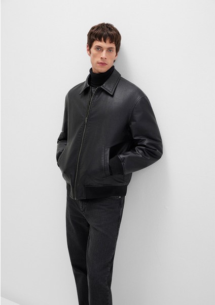 Siyah Suni Deri Ceket 0110636-71379