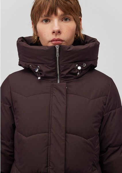 Su İtici Kapüşonlu Kahverengi Şişme Mont 1110439-88083