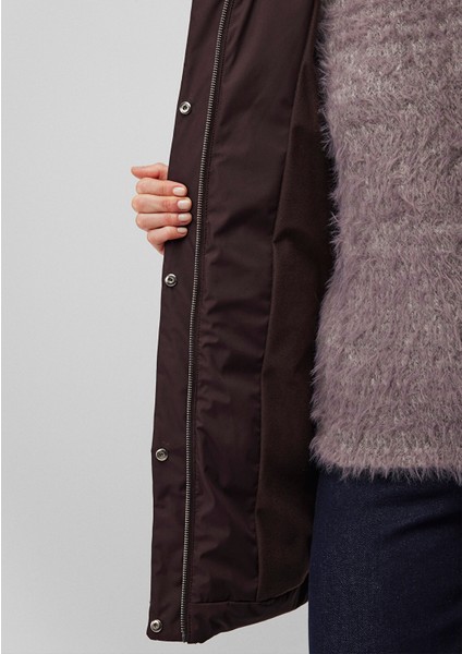 Su İtici Kapüşonlu Kahverengi Şişme Mont 1110439-88083