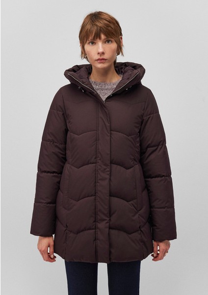 Su İtici Kapüşonlu Kahverengi Şişme Mont 1110439-88083