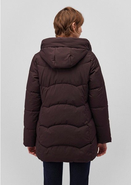 Su İtici Kapüşonlu Kahverengi Şişme Mont 1110439-88083