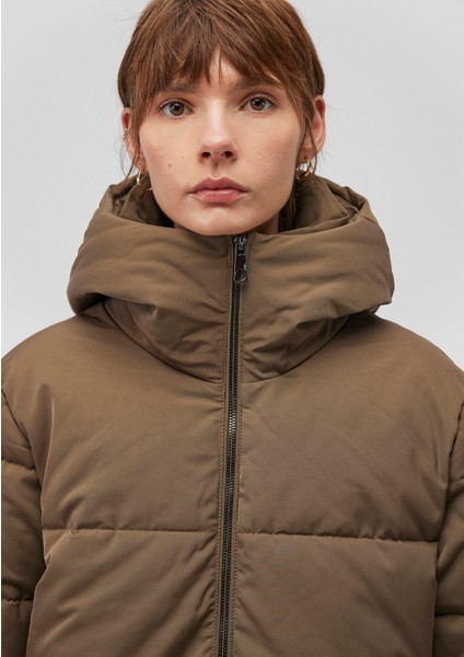Kapüşonlu Kahverengi Şişme Mont 1110075-82046